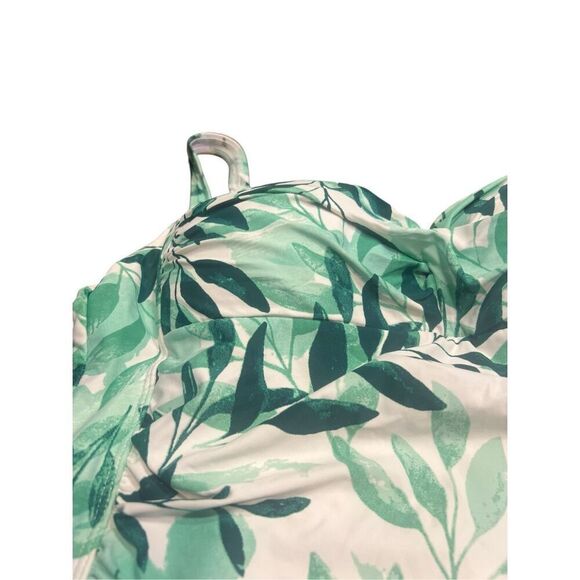 Nip Tuck Oasis Green Joanne Twist Front Women Green Leaf One Pc Swimsuit Sz 12 - Picture 2 of 6